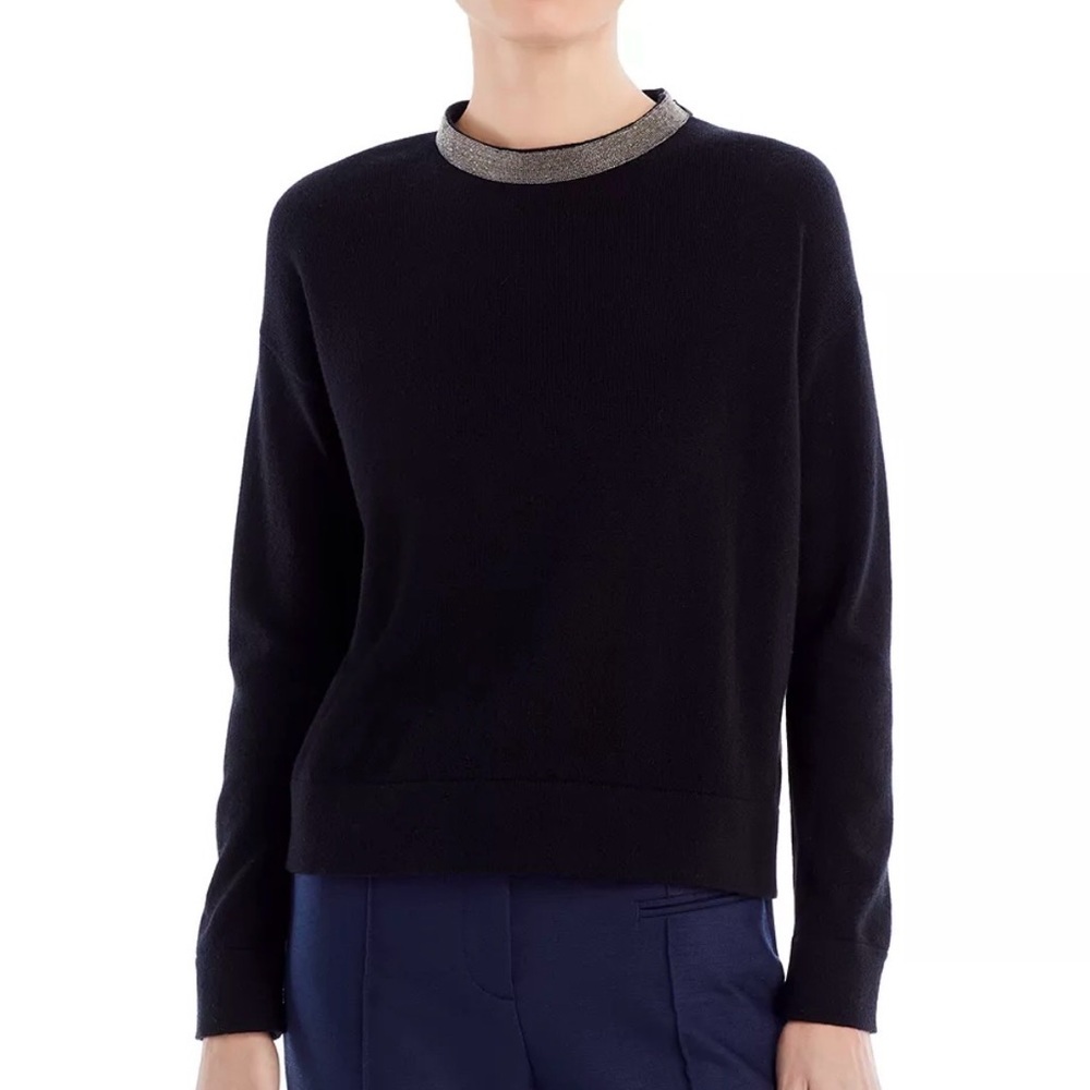 Fabiana Filippi Womens Ball-Chain Neckline Sweatshirt Black It $495
